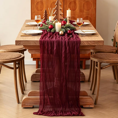 Yellow Cheesecloth Table Runner, 10FT Rustic Gold Boho Gauze Table Runner for Wedding Bridal Shower Baby Shower Birthday Tea Party Decorations