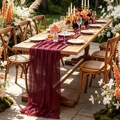 Yellow Cheesecloth Table Runner, 10FT Rustic Gold Boho Gauze Table Runner for Wedding Bridal Shower Baby Shower Birthday Tea Party Decorations