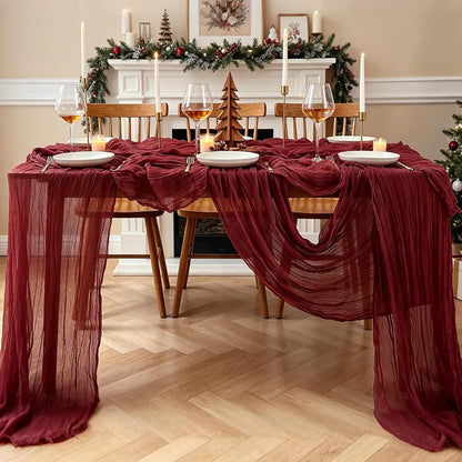 Yellow Cheesecloth Table Runner, 10FT Rustic Gold Boho Gauze Table Runner for Wedding Bridal Shower Baby Shower Birthday Tea Party Decorations