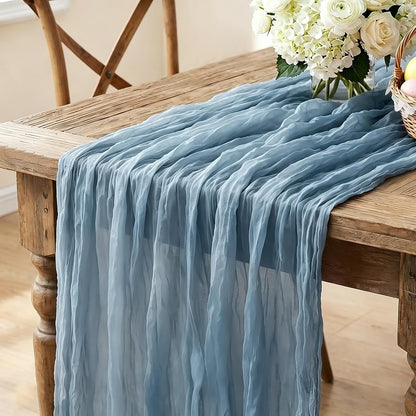 Yellow Cheesecloth Table Runner, 10FT Rustic Gold Boho Gauze Table Runner for Wedding Bridal Shower Baby Shower Birthday Tea Party Decorations