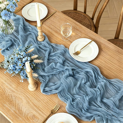 Yellow Cheesecloth Table Runner, 10FT Rustic Gold Boho Gauze Table Runner for Wedding Bridal Shower Baby Shower Birthday Tea Party Decorations