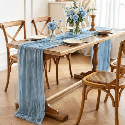 Yellow Cheesecloth Table Runner, 10FT Rustic Gold Boho Gauze Table Runner for Wedding Bridal Shower Baby Shower Birthday Tea Party Decorations