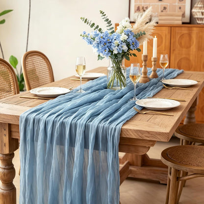 Yellow Cheesecloth Table Runner, 10FT Rustic Gold Boho Gauze Table Runner for Wedding Bridal Shower Baby Shower Birthday Tea Party Decorations