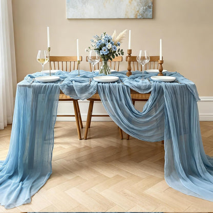 Yellow Cheesecloth Table Runner, 10FT Rustic Gold Boho Gauze Table Runner for Wedding Bridal Shower Baby Shower Birthday Tea Party Decorations