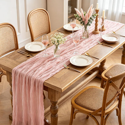 Yellow Cheesecloth Table Runner, 10FT Rustic Gold Boho Gauze Table Runner for Wedding Bridal Shower Baby Shower Birthday Tea Party Decorations