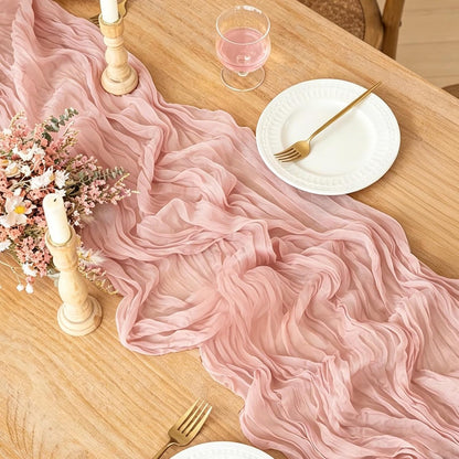 Yellow Cheesecloth Table Runner, 10FT Rustic Gold Boho Gauze Table Runner for Wedding Bridal Shower Baby Shower Birthday Tea Party Decorations