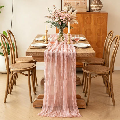 Yellow Cheesecloth Table Runner, 10FT Rustic Gold Boho Gauze Table Runner for Wedding Bridal Shower Baby Shower Birthday Tea Party Decorations