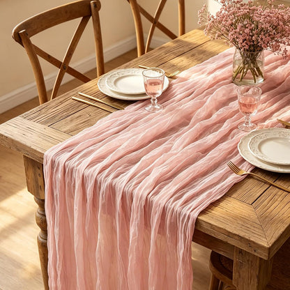 Yellow Cheesecloth Table Runner, 10FT Rustic Gold Boho Gauze Table Runner for Wedding Bridal Shower Baby Shower Birthday Tea Party Decorations