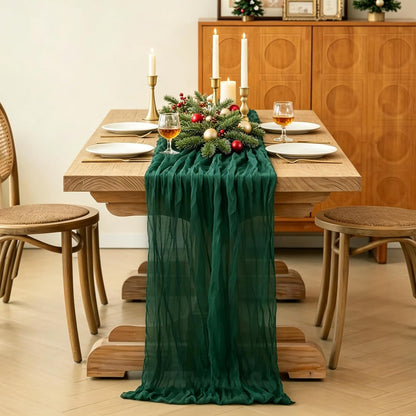 Yellow Cheesecloth Table Runner, 10FT Rustic Gold Boho Gauze Table Runner for Wedding Bridal Shower Baby Shower Birthday Tea Party Decorations