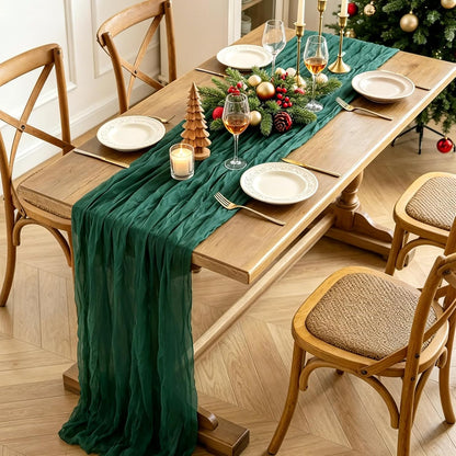 Yellow Cheesecloth Table Runner, 10FT Rustic Gold Boho Gauze Table Runner for Wedding Bridal Shower Baby Shower Birthday Tea Party Decorations