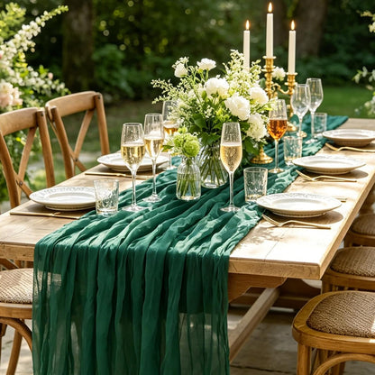 Yellow Cheesecloth Table Runner, 10FT Rustic Gold Boho Gauze Table Runner for Wedding Bridal Shower Baby Shower Birthday Tea Party Decorations