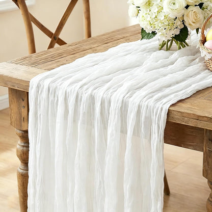 Yellow Cheesecloth Table Runner, 10FT Rustic Gold Boho Gauze Table Runner for Wedding Bridal Shower Baby Shower Birthday Tea Party Decorations