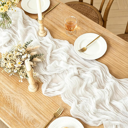 Yellow Cheesecloth Table Runner, 10FT Rustic Gold Boho Gauze Table Runner for Wedding Bridal Shower Baby Shower Birthday Tea Party Decorations