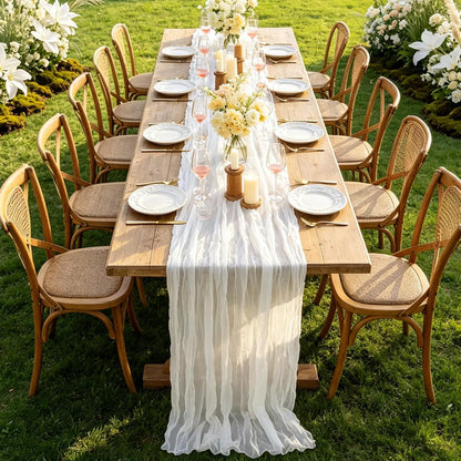 Yellow Cheesecloth Table Runner, 10FT Rustic Gold Boho Gauze Table Runner for Wedding Bridal Shower Baby Shower Birthday Tea Party Decorations