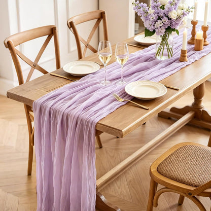 Yellow Cheesecloth Table Runner, 10FT Rustic Gold Boho Gauze Table Runner for Wedding Bridal Shower Baby Shower Birthday Tea Party Decorations