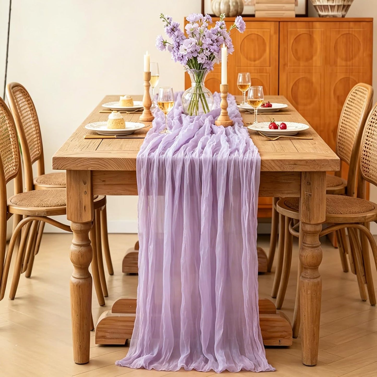 Yellow Cheesecloth Table Runner, 10FT Rustic Gold Boho Gauze Table Runner for Wedding Bridal Shower Baby Shower Birthday Tea Party Decorations