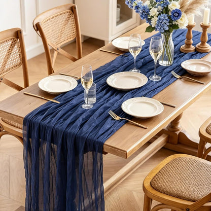Yellow Cheesecloth Table Runner, 10FT Rustic Gold Boho Gauze Table Runner for Wedding Bridal Shower Baby Shower Birthday Tea Party Decorations