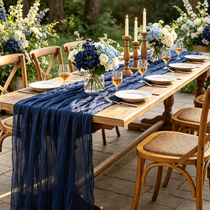 Yellow Cheesecloth Table Runner, 10FT Rustic Gold Boho Gauze Table Runner for Wedding Bridal Shower Baby Shower Birthday Tea Party Decorations