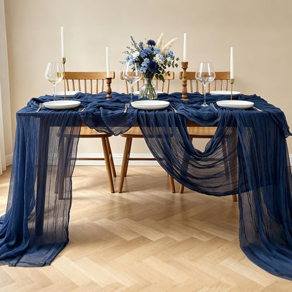 Yellow Cheesecloth Table Runner, 10FT Rustic Gold Boho Gauze Table Runner for Wedding Bridal Shower Baby Shower Birthday Tea Party Decorations