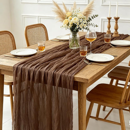 Yellow Cheesecloth Table Runner, 10FT Rustic Gold Boho Gauze Table Runner for Wedding Bridal Shower Baby Shower Birthday Tea Party Decorations