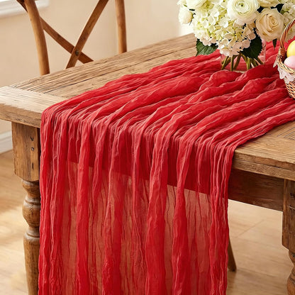 Yellow Cheesecloth Table Runner, 10FT Rustic Gold Boho Gauze Table Runner for Wedding Bridal Shower Baby Shower Birthday Tea Party Decorations