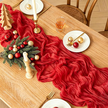 Yellow Cheesecloth Table Runner, 10FT Rustic Gold Boho Gauze Table Runner for Wedding Bridal Shower Baby Shower Birthday Tea Party Decorations