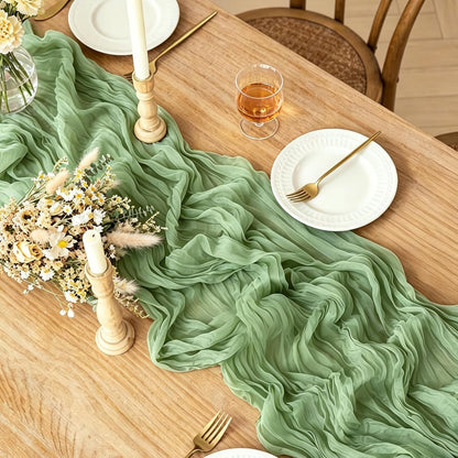 Yellow Cheesecloth Table Runner, 10FT Rustic Gold Boho Gauze Table Runner for Wedding Bridal Shower Baby Shower Birthday Tea Party Decorations