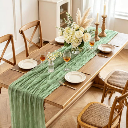 Yellow Cheesecloth Table Runner, 10FT Rustic Gold Boho Gauze Table Runner for Wedding Bridal Shower Baby Shower Birthday Tea Party Decorations