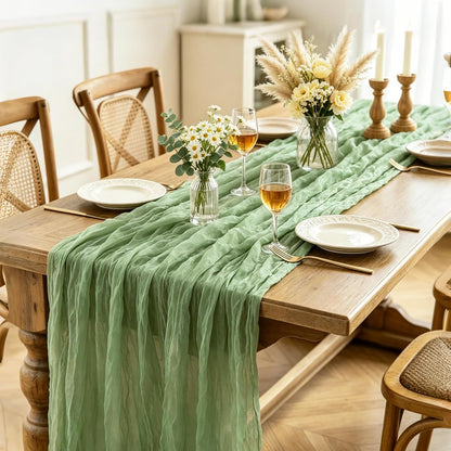Yellow Cheesecloth Table Runner, 10FT Rustic Gold Boho Gauze Table Runner for Wedding Bridal Shower Baby Shower Birthday Tea Party Decorations