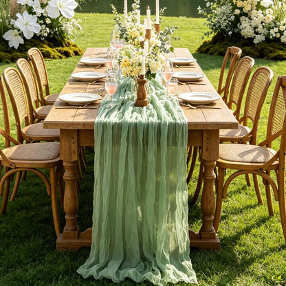Yellow Cheesecloth Table Runner, 10FT Rustic Gold Boho Gauze Table Runner for Wedding Bridal Shower Baby Shower Birthday Tea Party Decorations