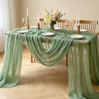 Yellow Cheesecloth Table Runner, 10FT Rustic Gold Boho Gauze Table Runner for Wedding Bridal Shower Baby Shower Birthday Tea Party Decorations
