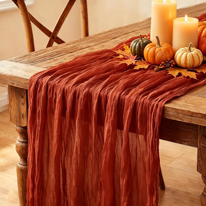 Yellow Cheesecloth Table Runner, 10FT Rustic Gold Boho Gauze Table Runner for Wedding Bridal Shower Baby Shower Birthday Tea Party Decorations