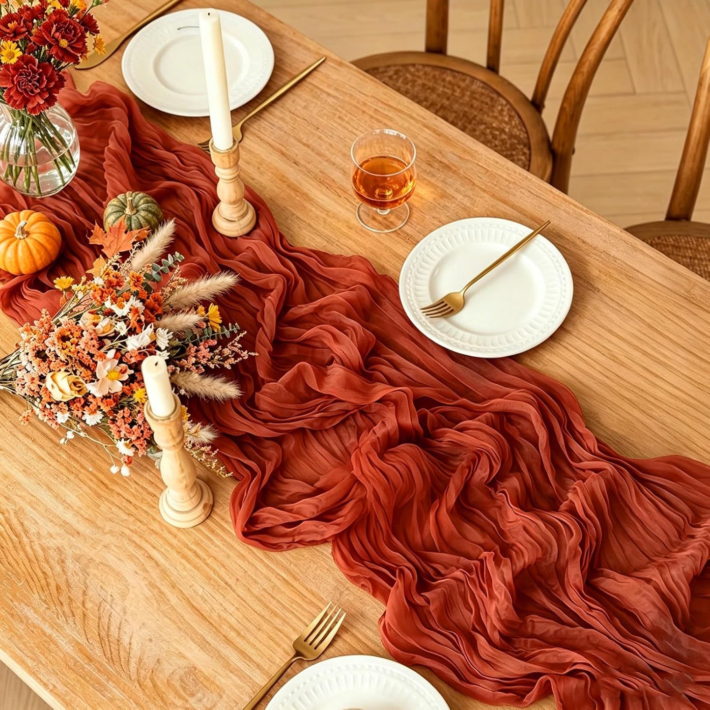 Yellow Cheesecloth Table Runner, 10FT Rustic Gold Boho Gauze Table Runner for Wedding Bridal Shower Baby Shower Birthday Tea Party Decorations