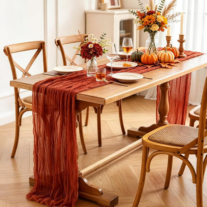 Yellow Cheesecloth Table Runner, 10FT Rustic Gold Boho Gauze Table Runner for Wedding Bridal Shower Baby Shower Birthday Tea Party Decorations