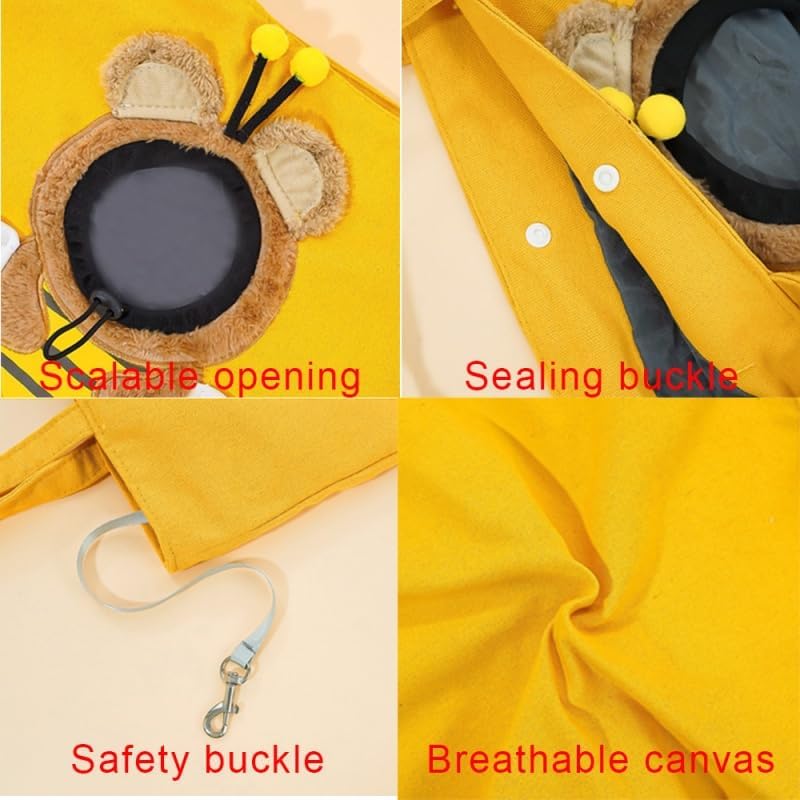 Compatible with Small Cat Carrier for Small Dogs,Canvas Bag Pet Bags for Travel, Portable Pet Bag Carrier,Pet Bag Kids for (6-8 KG Pet) - Yellow Bee