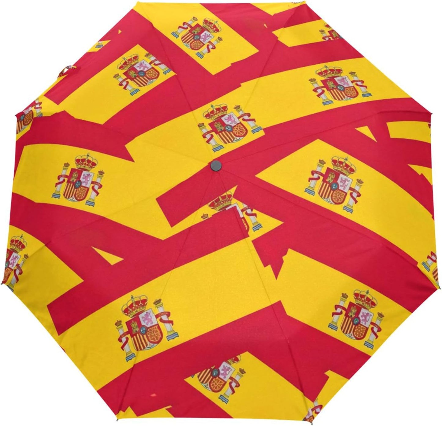 Sturdy Automatic Travel Compact Umbrella Folding, Funny Cute Flag Spain Red Yellow Umbrellas for Rain and Sun, 42.5x24inch