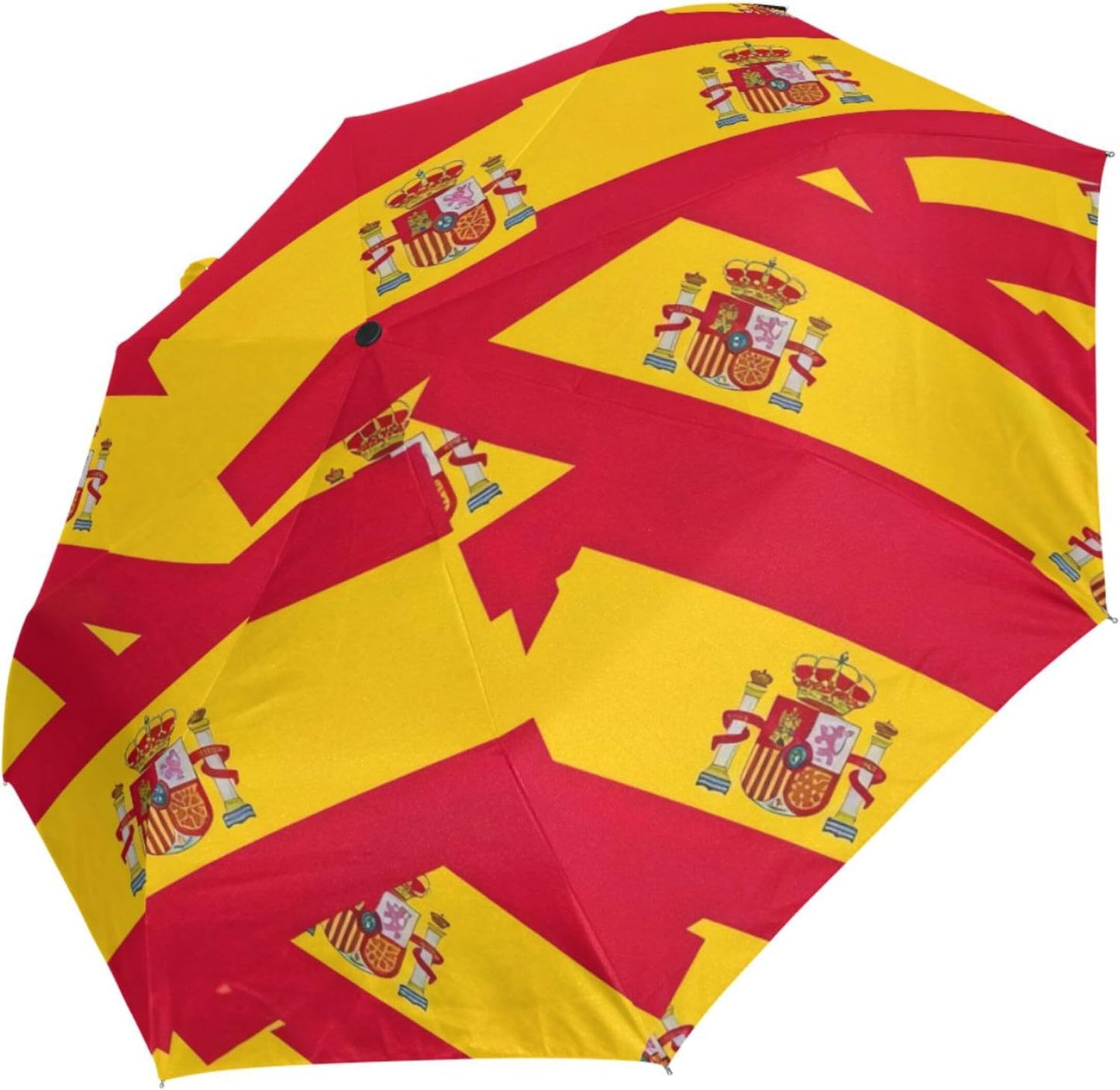 Sturdy Automatic Travel Compact Umbrella Folding, Funny Cute Flag Spain Red Yellow Umbrellas for Rain and Sun, 42.5x24inch