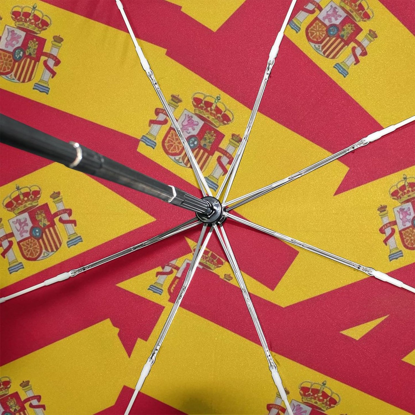 Sturdy Automatic Travel Compact Umbrella Folding, Funny Cute Flag Spain Red Yellow Umbrellas for Rain and Sun, 42.5x24inch