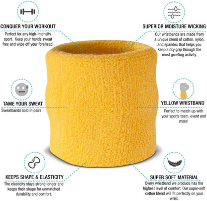 Wrist Sweatbands, Absorbent and Breathable Thick Cotton Bands for Working Out, Gymnastics, Basketball, Tennis, and Football, Multiuse Wristbands for Costumes and Cosplay