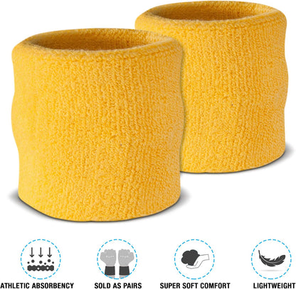 Wrist Sweatbands, Absorbent and Breathable Thick Cotton Bands for Working Out, Gymnastics, Basketball, Tennis, and Football, Multiuse Wristbands for Costumes and Cosplay