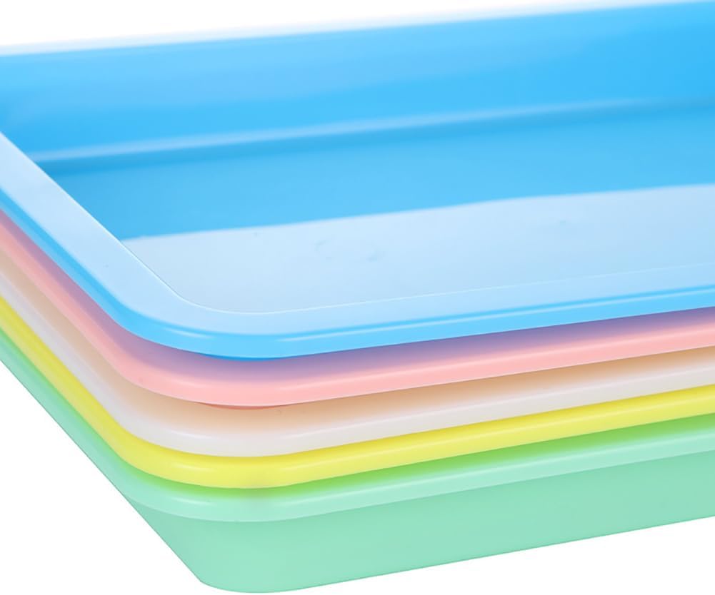5 Pcs 9.8 x 7.4 x 1 inch Plastic Kitten Litter Boxes Small Bunny Litter Box Open Kitten Litter Box Pet Kitty Litter Pan Portable Small Cat Waste Tray for Indoor Cats