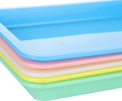 5 Pcs 9.8 x 7.4 x 1 inch Plastic Kitten Litter Boxes Small Bunny Litter Box Open Kitten Litter Box Pet Kitty Litter Pan Portable Small Cat Waste Tray for Indoor Cats