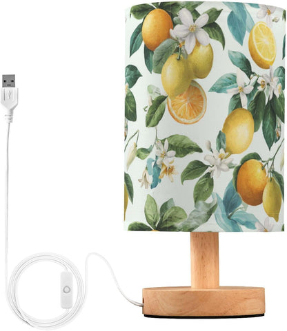 Bedside Table Lamp Lemon Yellow Citrus Fruits (52) Kids Nightstand Lamp Night Light Fabric Shade for Bedroom Living Room Home Office