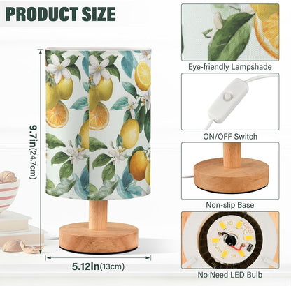 Bedside Table Lamp Lemon Yellow Citrus Fruits (52) Kids Nightstand Lamp Night Light Fabric Shade for Bedroom Living Room Home Office