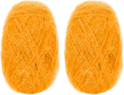Scrubby Yarn for Dishcloths Polyester Yarn for Crocheting Supplies Sparkle Colorful Hand Knitting Thread for Dishcloths, DIY Crafts, 2 Pack 109 Yards Per Skein(Golden Yellow)