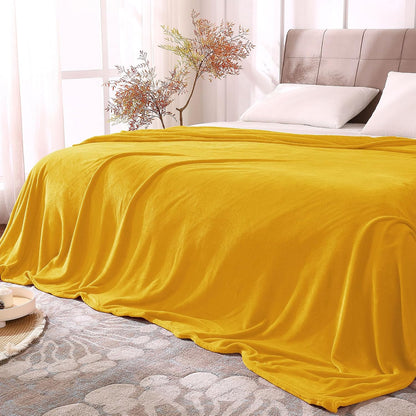 Fleece Blanket Soft Plush Queen Size Bed Blanket Yellow 90"x90" | Ultra Soft Fleece, Plush Microfiber, Lightweight Warmth, All Season Comfort, Fade Resistant, Machine Washable,Perfect for Bed