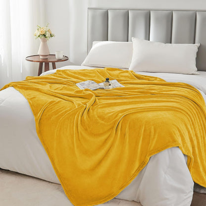 Fleece Blanket Soft Plush Queen Size Bed Blanket Yellow 90"x90" | Ultra Soft Fleece, Plush Microfiber, Lightweight Warmth, All Season Comfort, Fade Resistant, Machine Washable,Perfect for Bed