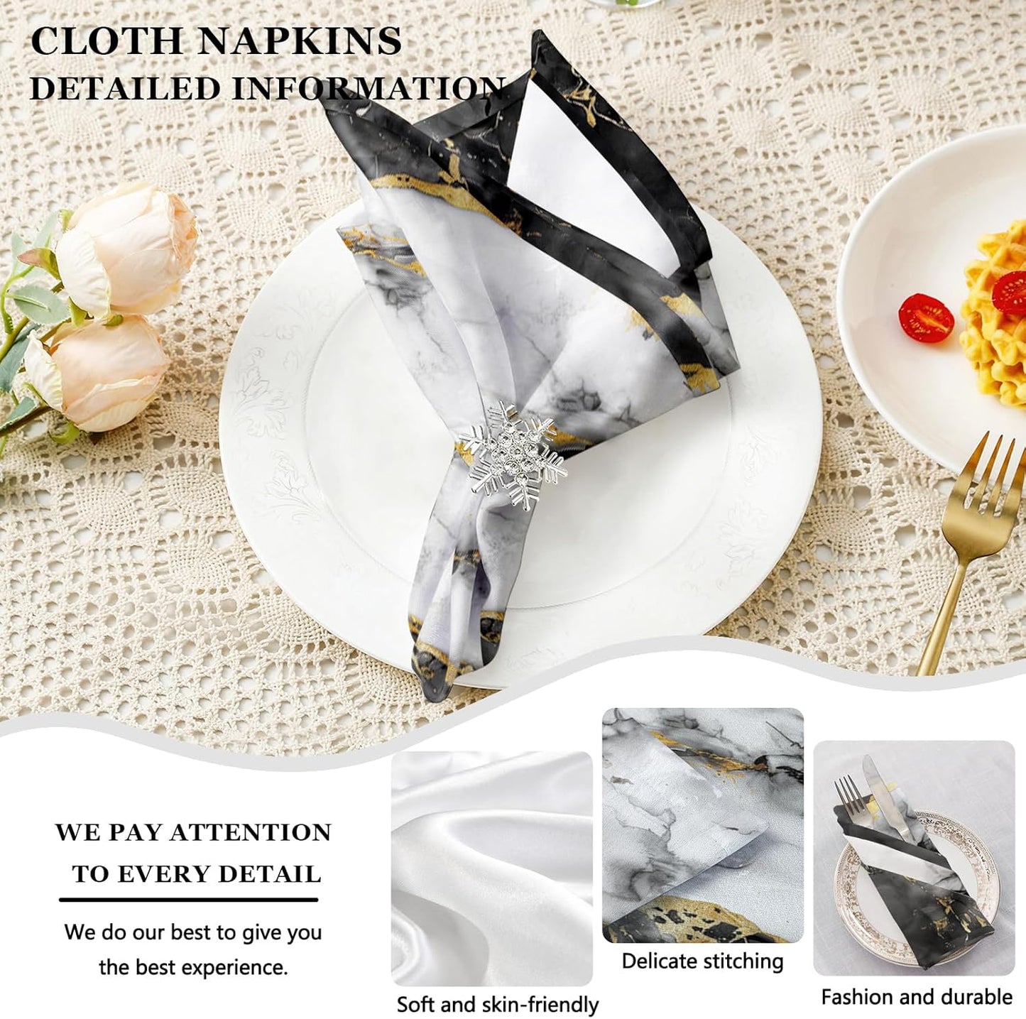 4 Each Yellow Placemats and Cloth Napkins Set of 8, Modern Abstract Art Painted Placemat for Home Kitchen Decor (Placemats 18 "x12 Cloth Napkins 18 "x18)