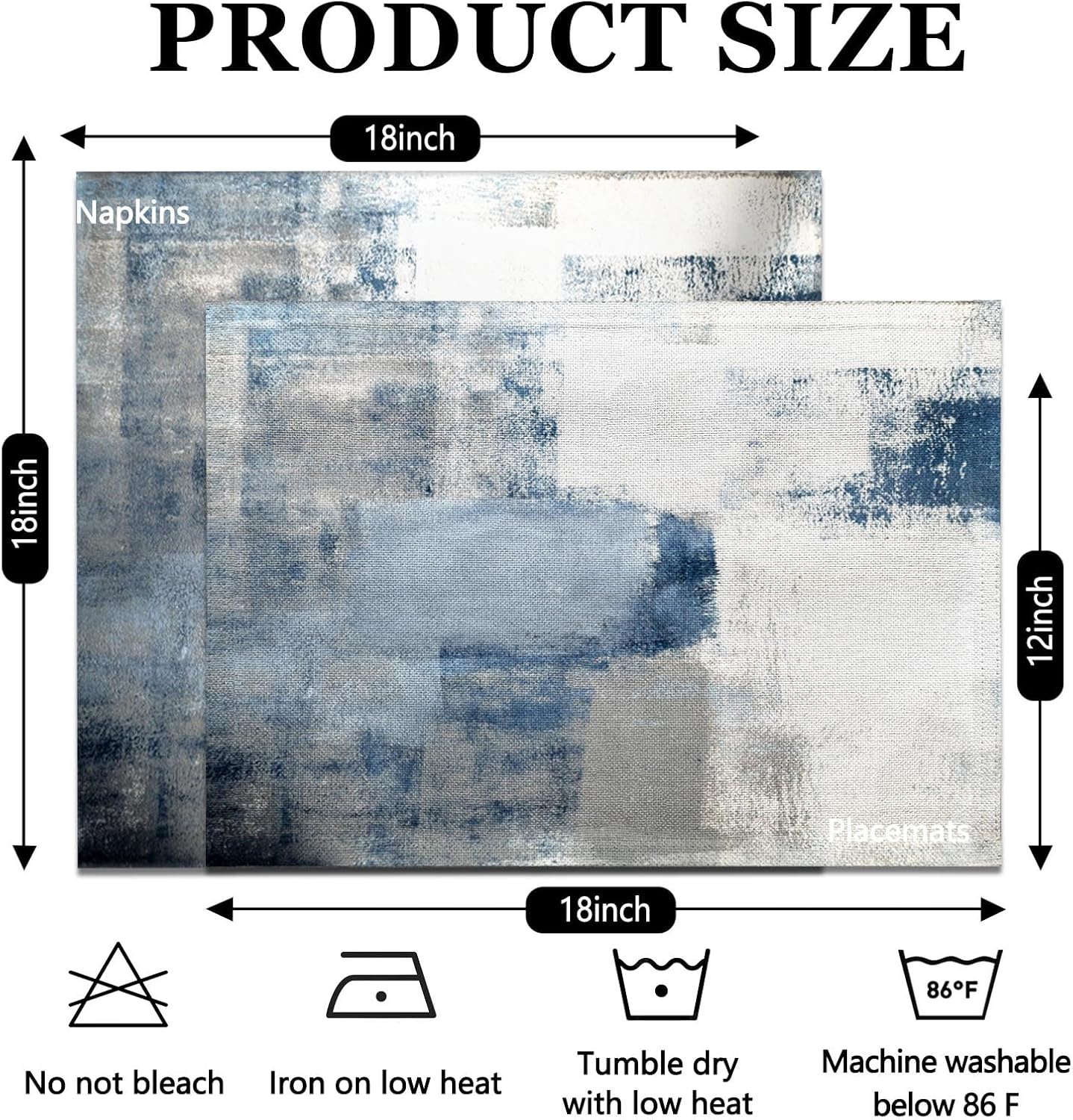 4 Each Yellow Placemats and Cloth Napkins Set of 8, Modern Abstract Art Painted Placemat for Home Kitchen Decor (Placemats 18 "x12 Cloth Napkins 18 "x18)