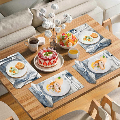 4 Each Yellow Placemats and Cloth Napkins Set of 8, Modern Abstract Art Painted Placemat for Home Kitchen Decor (Placemats 18 "x12 Cloth Napkins 18 "x18)